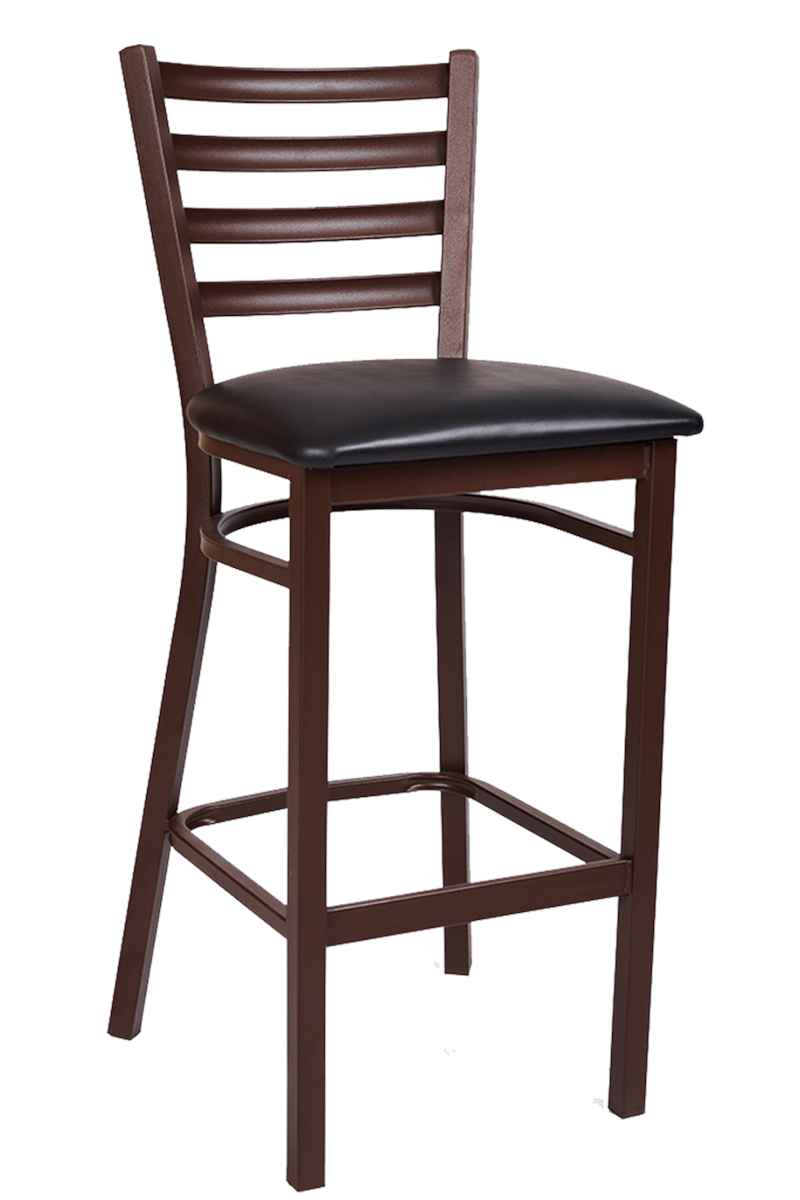 Ladder Back Brown Finish Metal Barstool