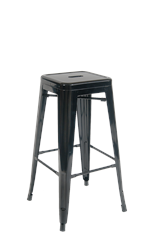 Indoor Backless Steel Barstool in Black Finish