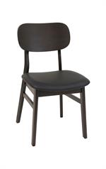 Dark Walnut Rubber Wood Chair with Black Vinyl Seat