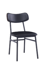 Black Metal Chair with Black Vinyl Back & Seat for Indoor Use ERP-178