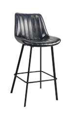 Metal Bar Stool w/ Vinyl Seat in Black