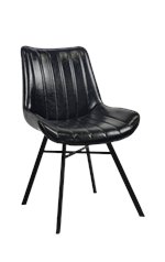 Metal Chair w/ Vinyl Seat in Black