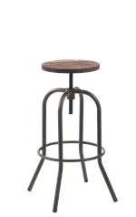 Swivel Steel Barstool in Gun Color Coating with Elm Wood Seat in Walnut Color
