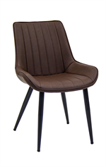 Vintage Black Steel Chair & Brown vinyl Back and Seat