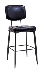 Indoor Black Metal Bar Stool with Vinyl Seat & Back