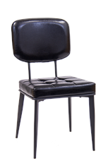 Indoor Black Metal Chair with Vinyl Seat & Back