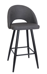 Dark Grey PU Leather Bar Stool with Black Metal Legs