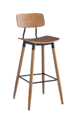 Wood Grain Steel Barstool in Light Cherry Finish w/ Veneer Seat & Back