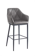 Metal Barstool w/ Large Diamond Pattern Stitched Vinyl Seat in Dark Gray