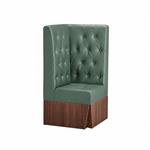 24"L x 46"H Corner Booth Unit, Diamond Tufted Green Vinyl & Walnut Melamine Base