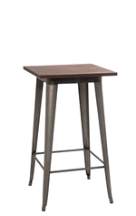 24"X24" Indoor Steel Bar Height Table with Elm Wood Top