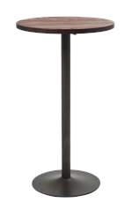 24" Round Indoor Bar Height Steel Table with Elm Wood Top, Steel in Gun Color Coating