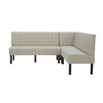 L-Shaped Cream Upholstered Channeled Booth – 60", 48", and 24" Corner Configuration