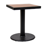 24"X24" Indoor/ Outdoor Black Steel Table with Imitation Teak Slat Top
