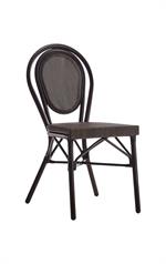 Outdoor Brown Metal Chair with Brown Poly Woven Back & Seat