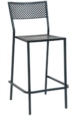 Black Iron Barstool with Punched Square Hole, Stackable