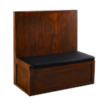Solid Pinewood Single Booth w/ Padded Black Vinyl Seat