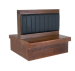 48"H Double Booth in Walnut Veneer Frame, Vinyl Padded Channeled Back