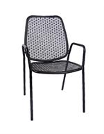 Metal Patio Stack Chair w/ Armrest, Black-2